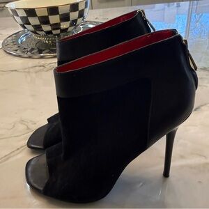 Charles Jourdan high heel booties Red Interior with Black faux suede. 91/2